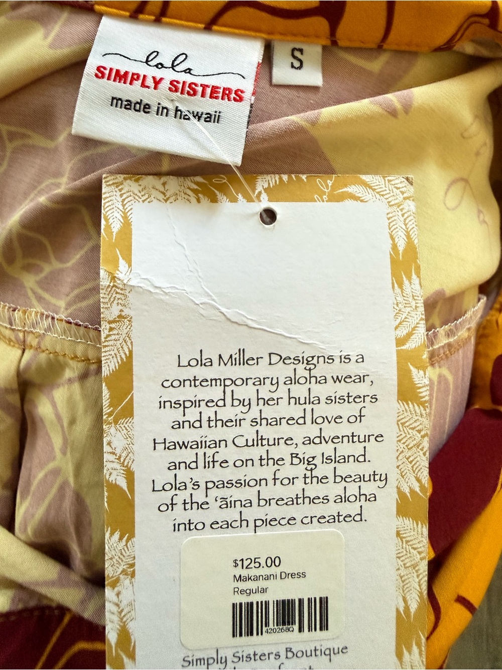 Makanani Dress Simply Sisters by Lola Miller Woven Bamboo Aloha Wear Hilo Sz S - Picture 9 of 12